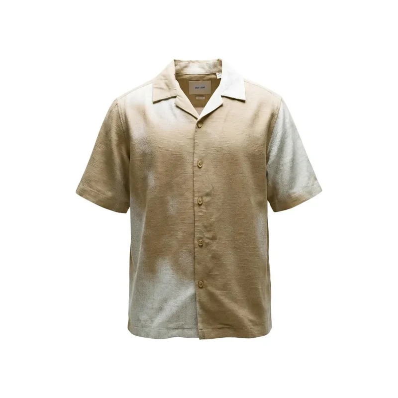 Only & Sons Herrenhemd Beige Leinen Viskose Kurzarm S