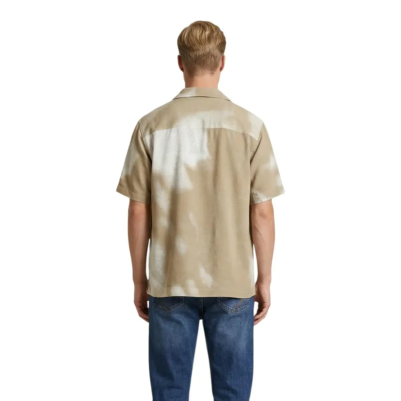 Only & Sons Herrenhemd Beige Leinen Viskose Kurzarm S