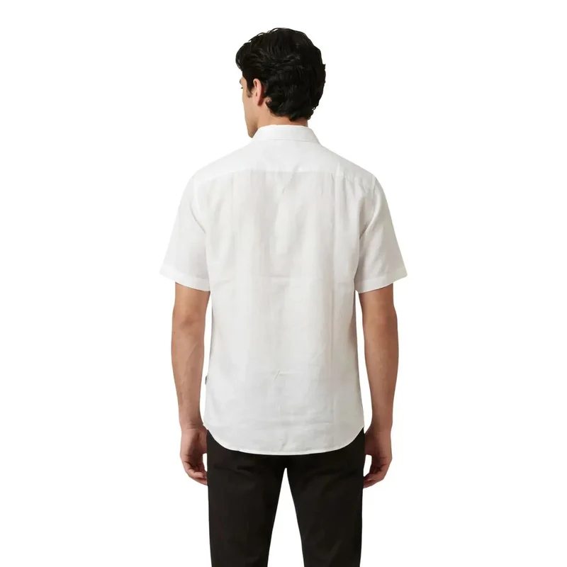 Armani Exchange Herrenhemd Weiß Kurzarm Leinen XM001223