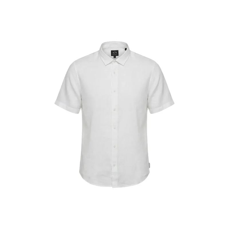 Armani Exchange Herrenhemd Weiß Kurzarm Leinen XM001223