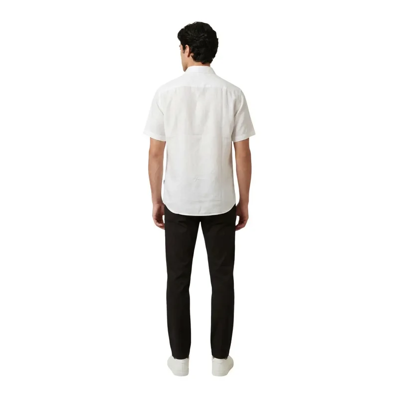 Armani Exchange Herrenhemd Weiß Kurzarm Leinen XM001223
