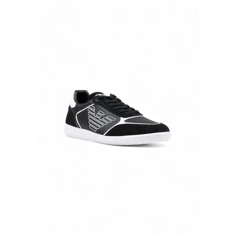 EA7 Schwarzes Leder Slip On Sneakers für Männer