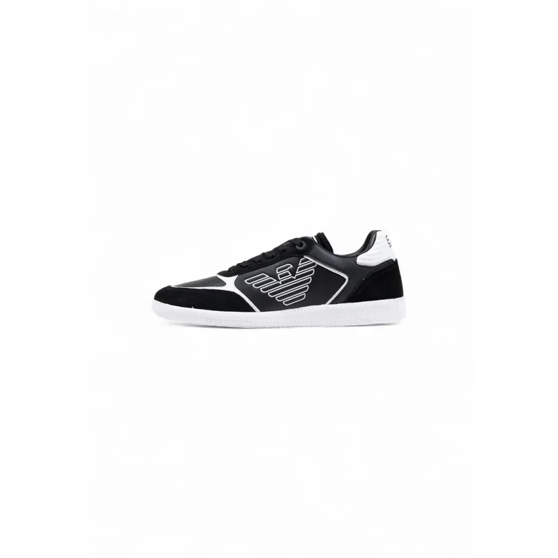 EA7 Schwarzes Leder Slip On Sneakers für Männer