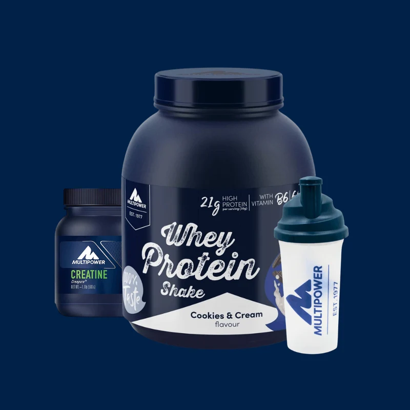 2,5kg Muskelaufbau-Paket - Cookies & Cream - inkl. Shaker