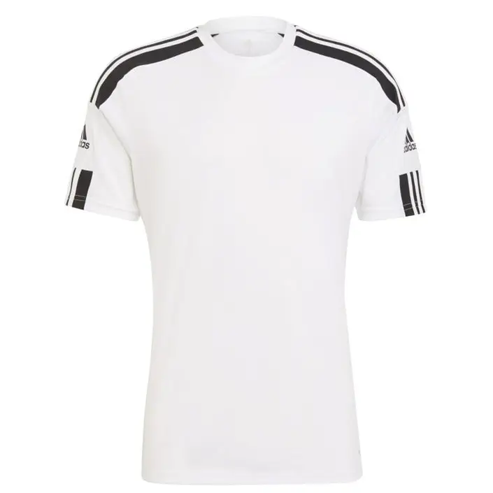 Schwarzes Adidas T Shirt mit weißen Streifen