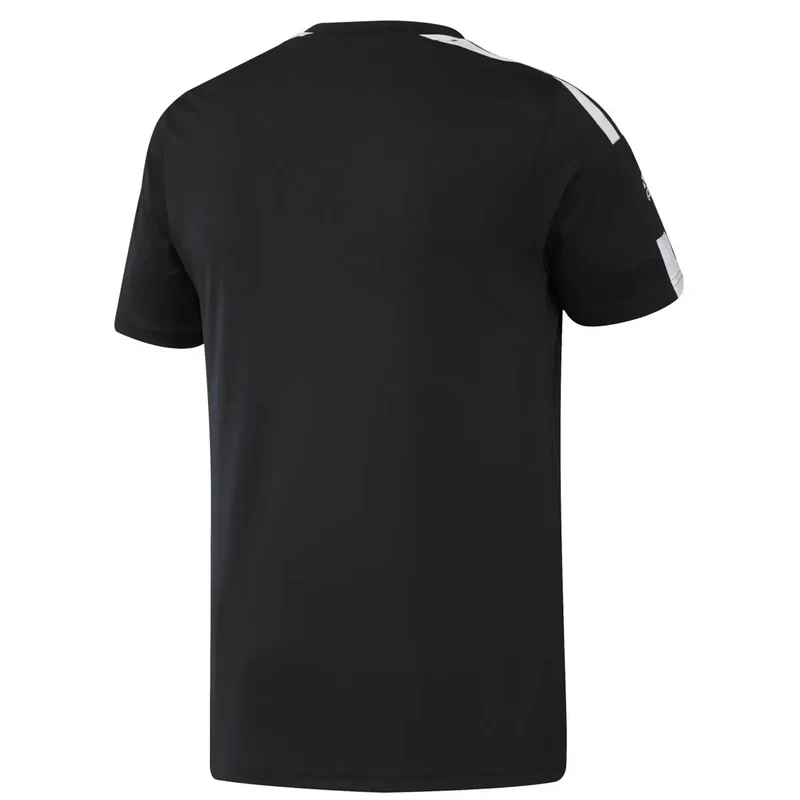 Schwarzes Adidas T Shirt mit weißen Streifen