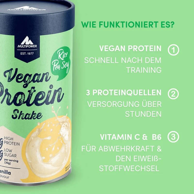 Vegan Vanille Protein Shake (420g) Proteinpulver | 100% Vegan (Artikel mit verkürzter Haltbarkeit)