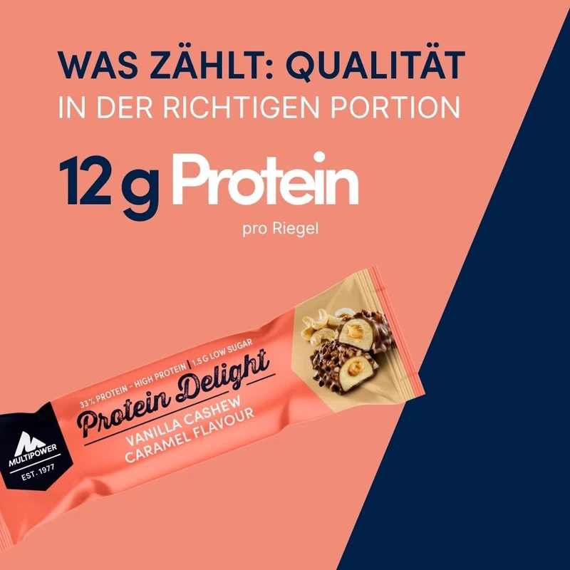 Protein Riegel Delight Vanille, Cashew & Karamell - 35g | 12g Protein