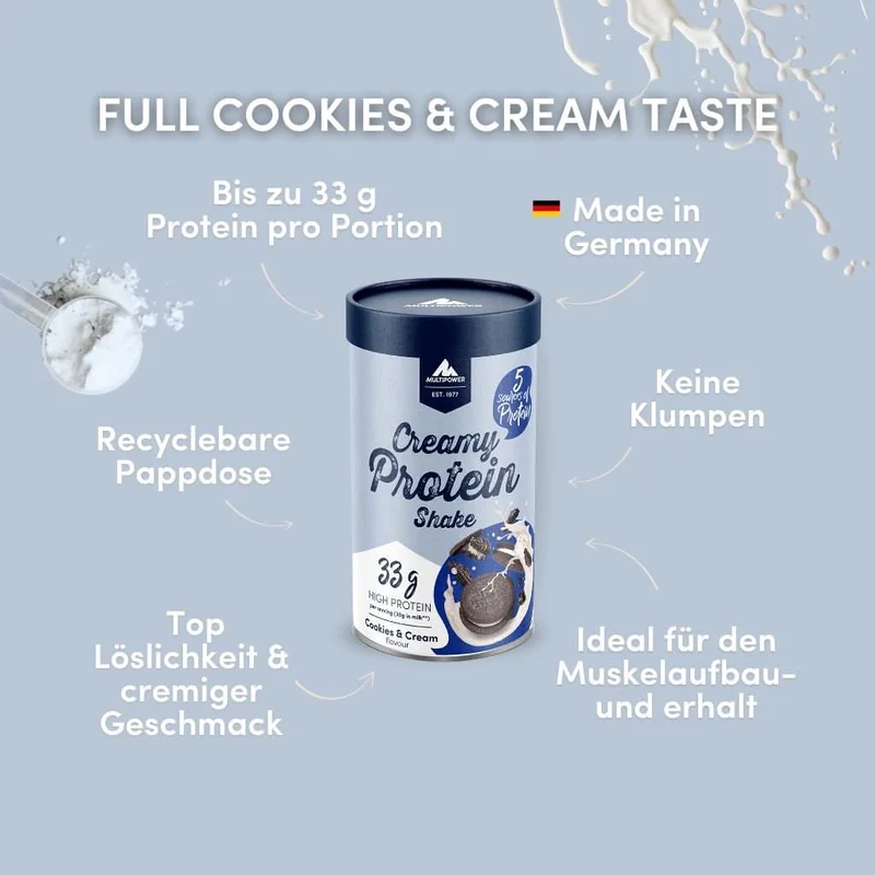 Creamy Protein Pulver 420g - Cookies & Cream | bis zu 33g Protein pro Portion