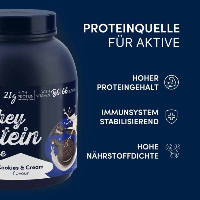2kg Whey Proteinpulver | Cookies & Cream 22g Eiweiß | 66 Portionen (á 30g) Cookies Proteinpulver [MHD 31.10.2026]