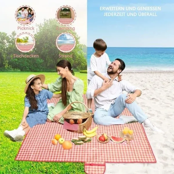 Pink Waterproof Picnic Mat with Carry Handle