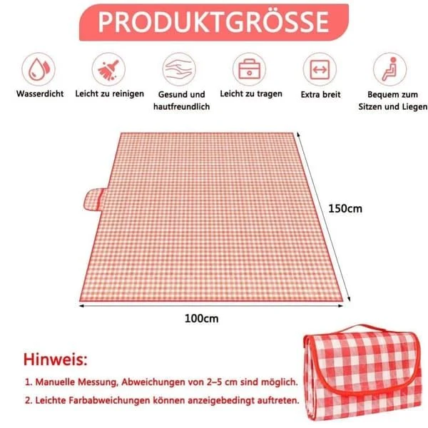 Pink Waterproof Picnic Mat with Carry Handle