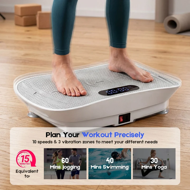 Vibration Plate Exercise Machine, Whole Body Shake Plate with LED Touch Screen & Bluetooth Speaker, Multi-Speed Fitness Platform