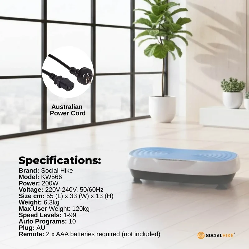 Blue Social Hike 55cm 200W Vibration Plate