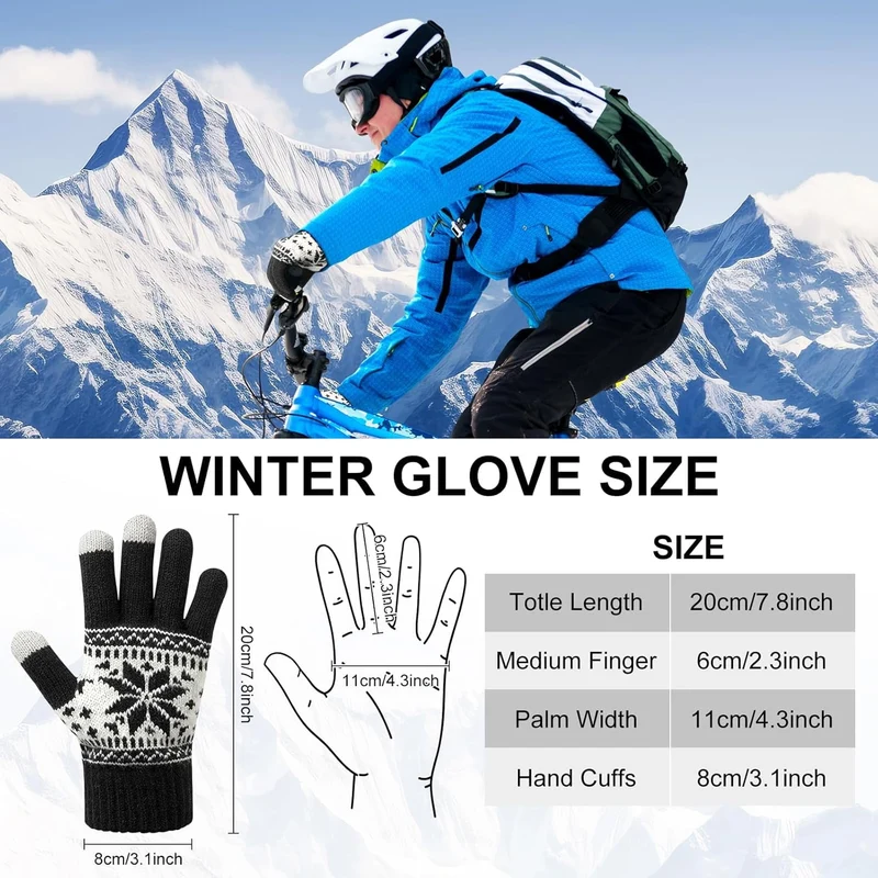 Red Blue White 3-Pair Snowflake Touchscreen Gloves
