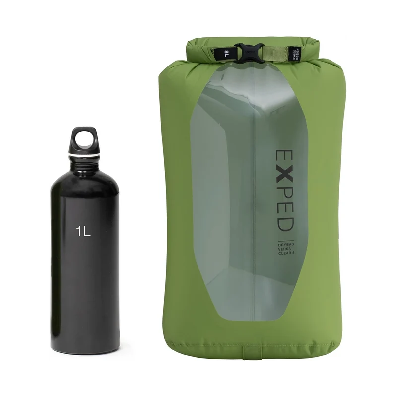 Exped Drybag Versa Clear 8, leichter Packsack mit Sichtfenster für Outdoor und Reisen
