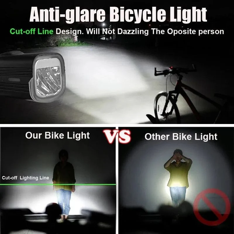 USB Rechargeable Bicycle Light Set Black