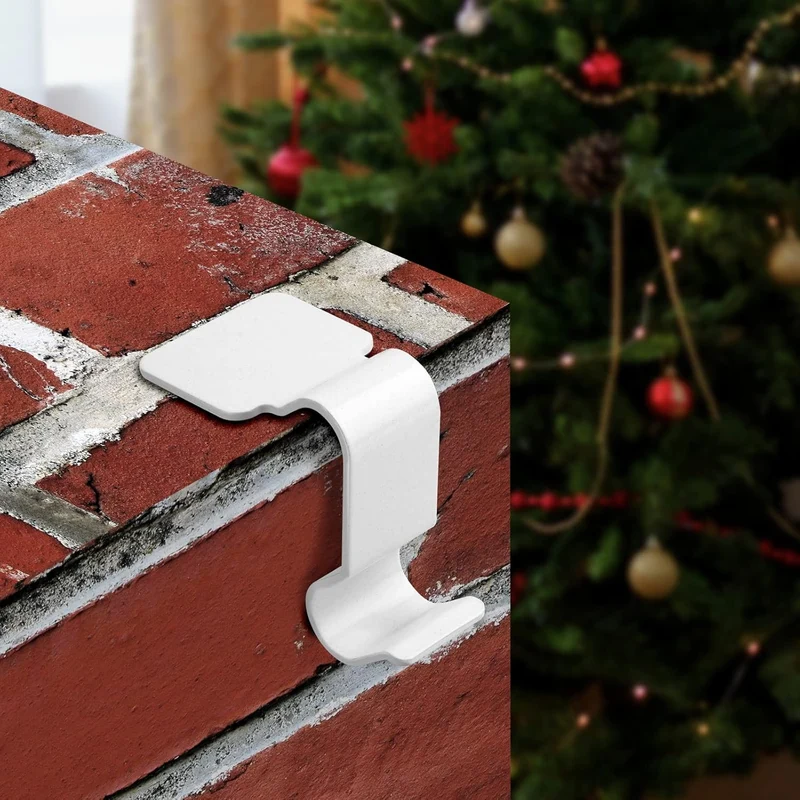 White Christmas Stocking Holders for Mantel Set of 4
