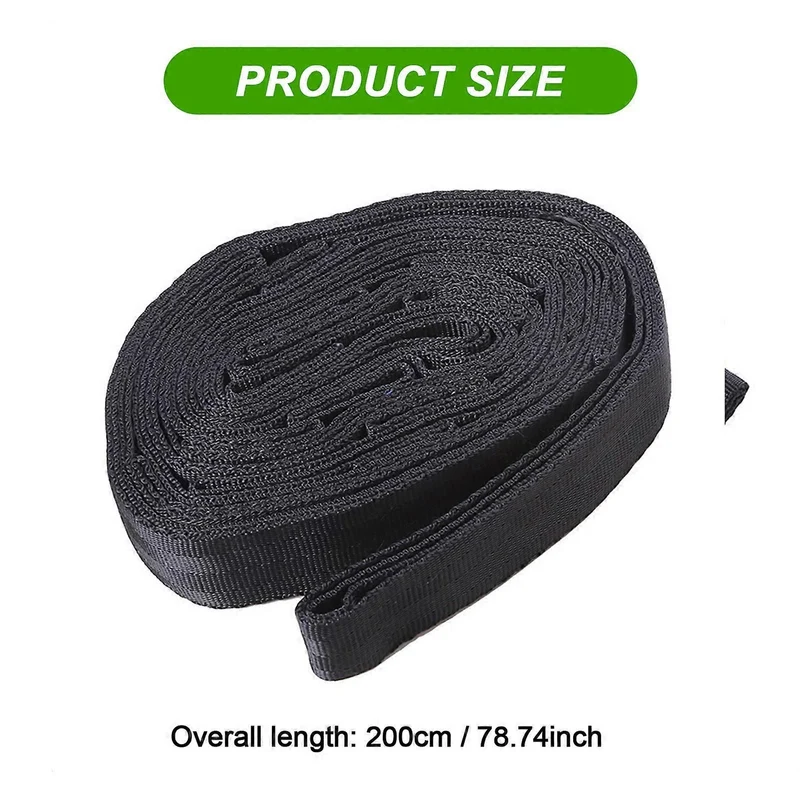 Black 2pc Hammock Tree Straps Set Effortless Operation Stretching Straps