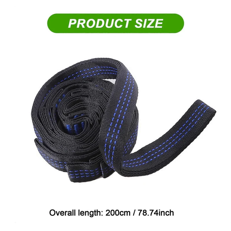 Blue 2pc Hammock Tree Straps Set Effortless Operation Stretching Straps