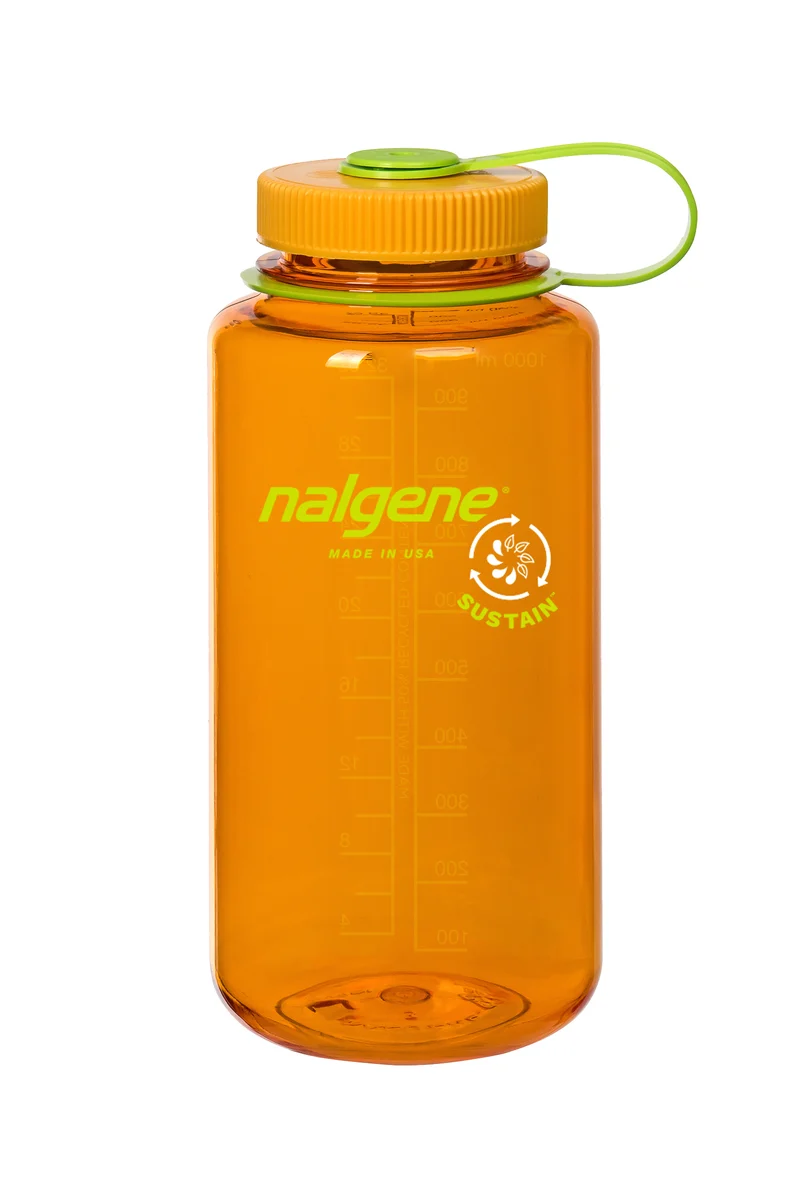 Nalgene Wide Mouth Tritan Water Bottle 1L, Clementine Sustain