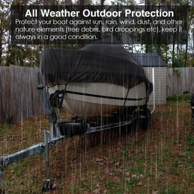 Silver Grey 190T Polyester V-Hull Boat Cover 14-16FT