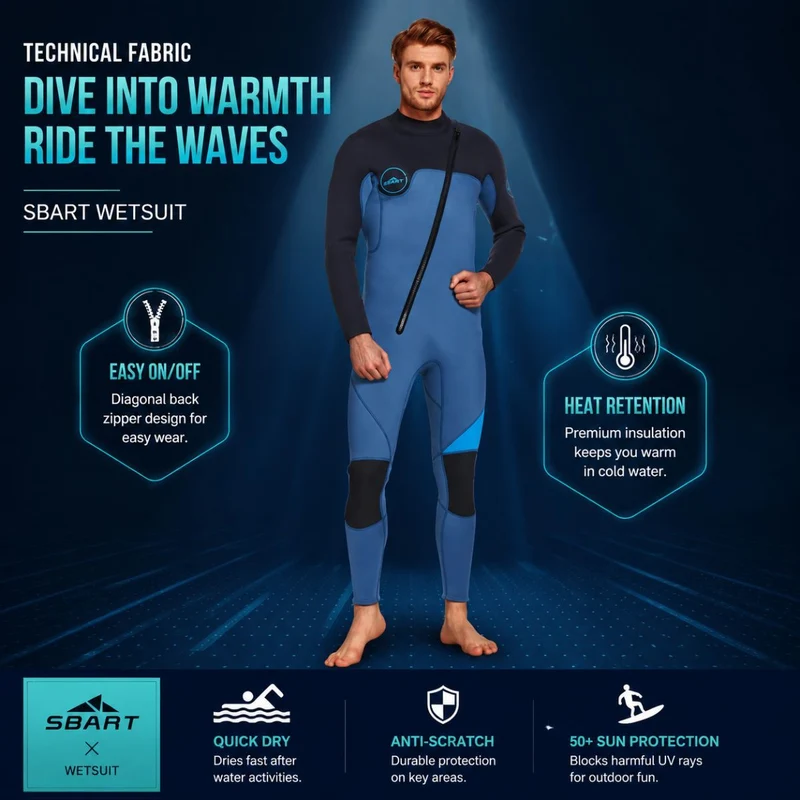 XL Grey 3MM Men's Full Wetsuit