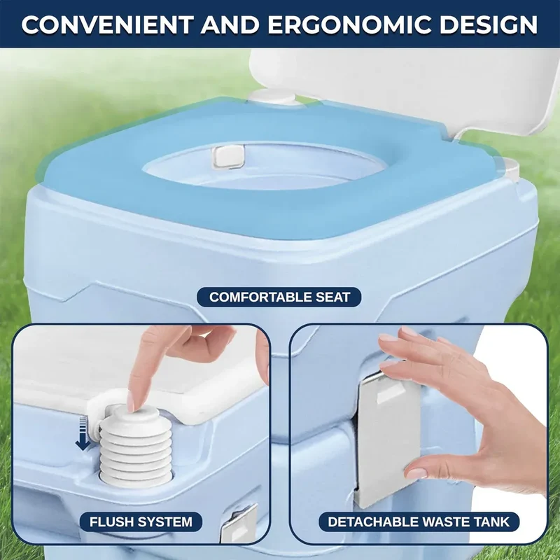 20L Toilet Camping Toilet for Hiking RV Trips Emergency Potty Seat