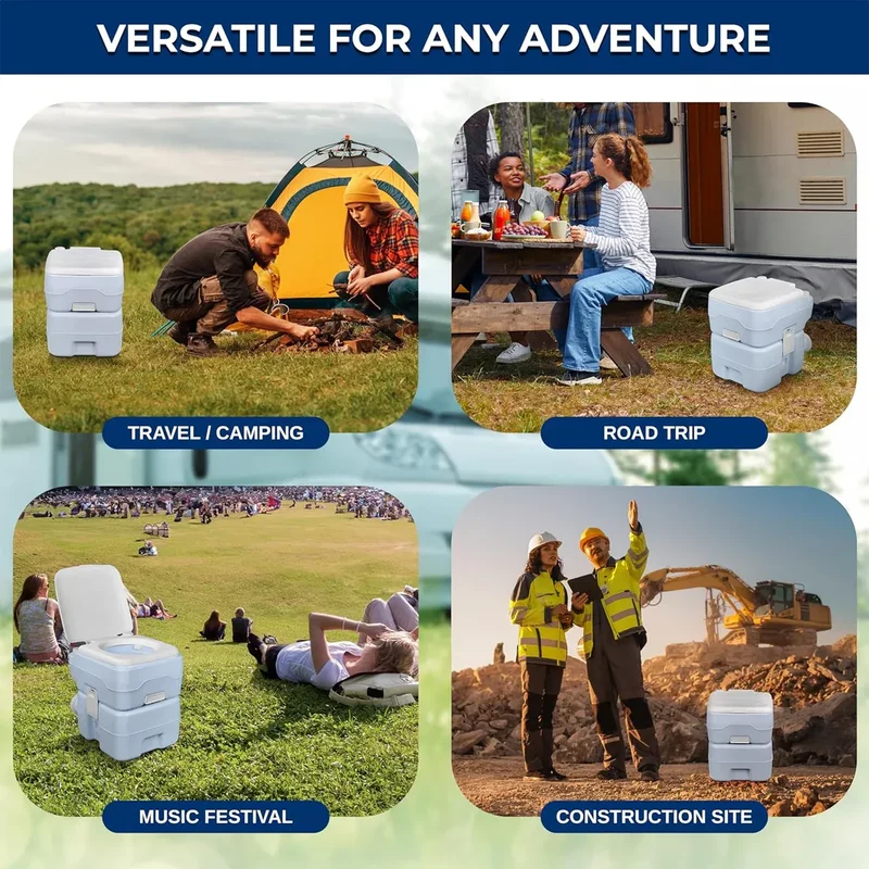 20L Toilet Camping Toilet for Hiking RV Trips Emergency Potty Seat
