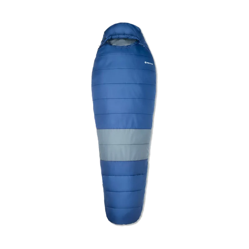 Marmot Trestles Elite Eco 20 Reg Blue, warmer Kunstfaserschlafsack für Camping und Trekking