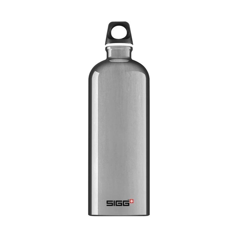 SIGG Bottle Traveller 1L Grey, klassische Aluminium-Trinkflasche für Alltag & Outdoor
