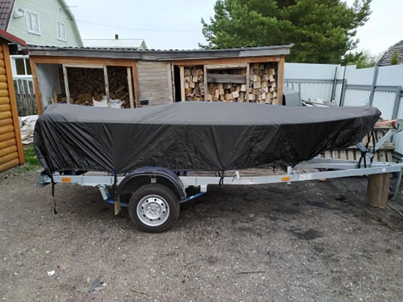 Black 190T Polyester V-Hull Boat Cover 17-19FT