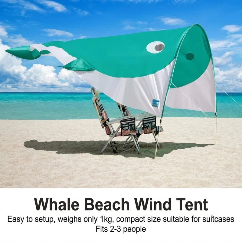 Blue Whale-Shaped Beach Wind Shelter