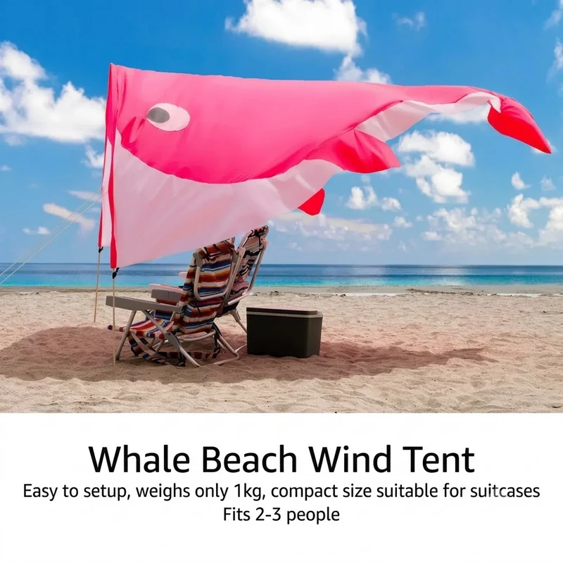 Green Whale-Shaped Beach Wind Shelter