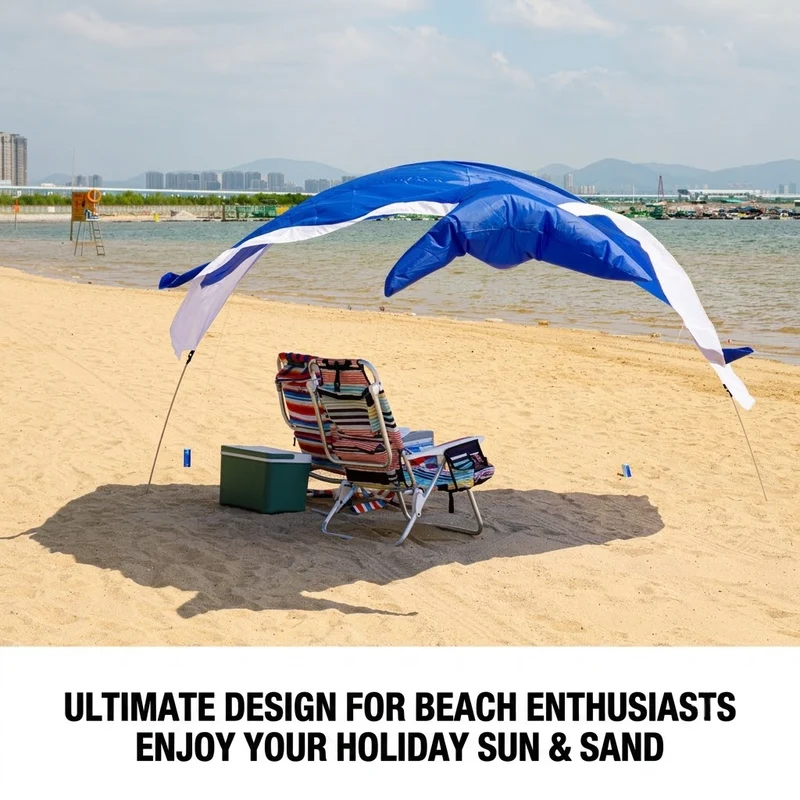 Pink Whale-Shaped Beach Wind Shelter