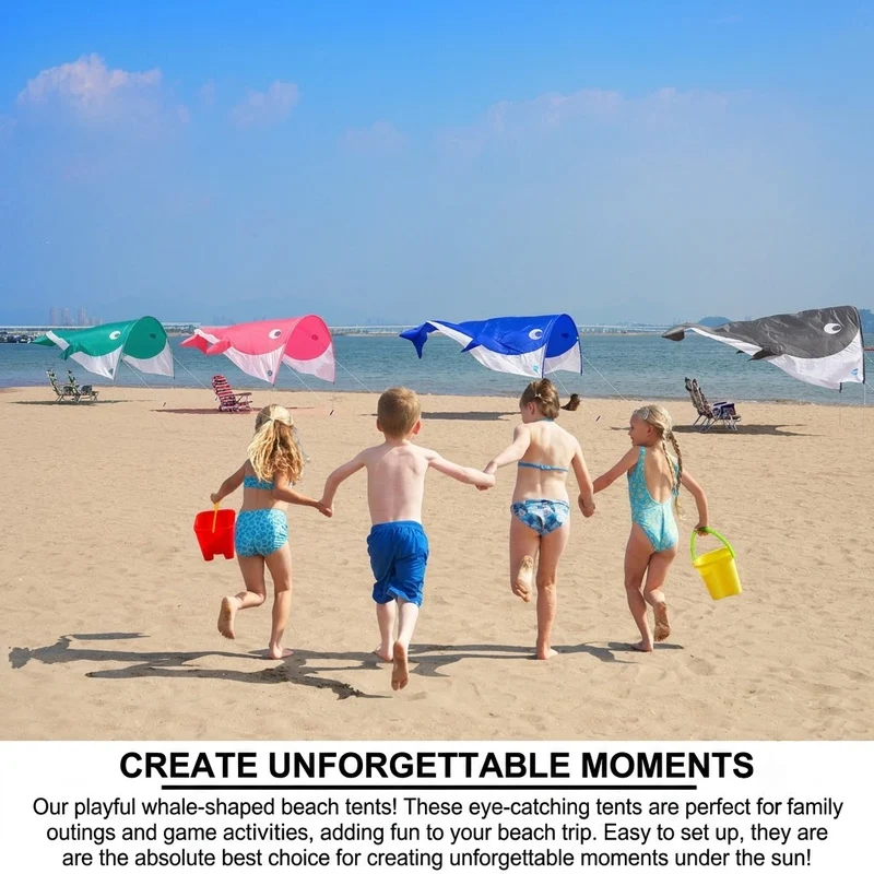 Pink Whale-Shaped Beach Wind Shelter