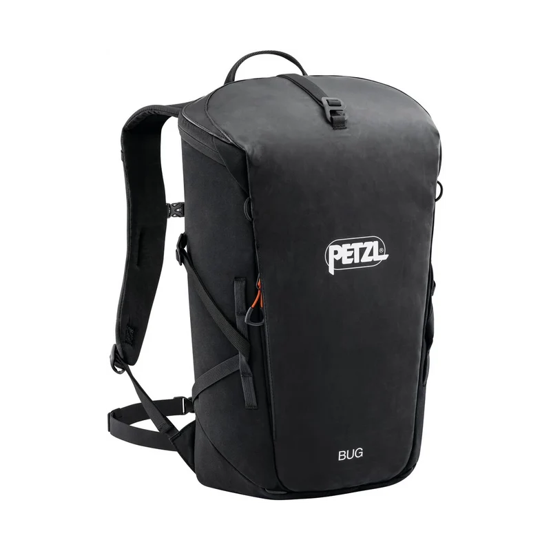 Petzl Bug Black, robuster Kletterrucksack für Halle, Fels und Alltag