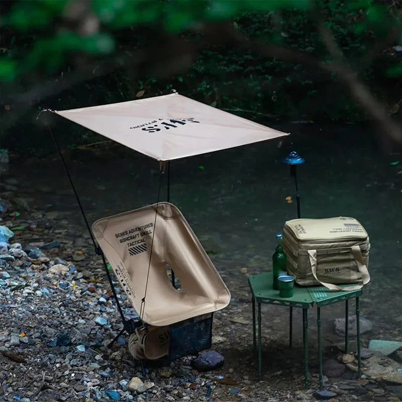 Sunshade Awning Folding Chair Set Khaki