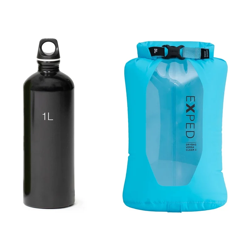 Exped Drybag Versa Clear 3, leichter Packsack mit Sichtfenster für Outdoor und Reisen