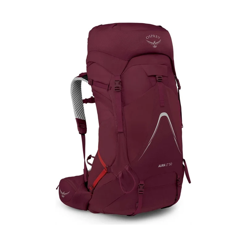Osprey Aura AG 50 LT W Red, komfortabler Damen-Trekkingrucksack für Touren und Reisen