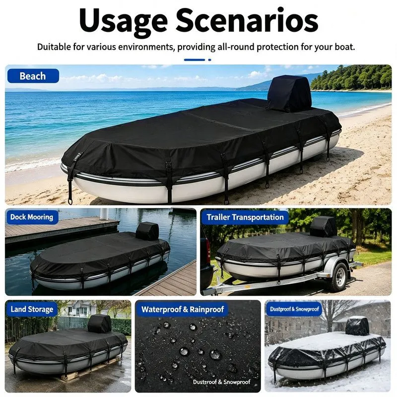 1096×490cm Trailerable 600D Oxford Pontoon Boat Cover