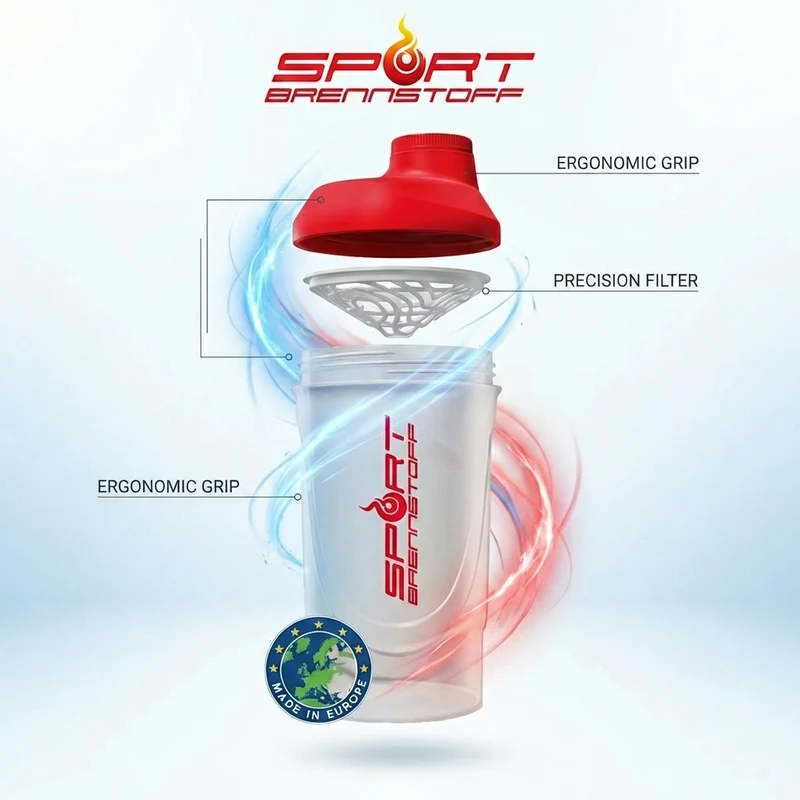 SportBrennstoff SHAKER – 600 ml Proteinshaker mit Sieb