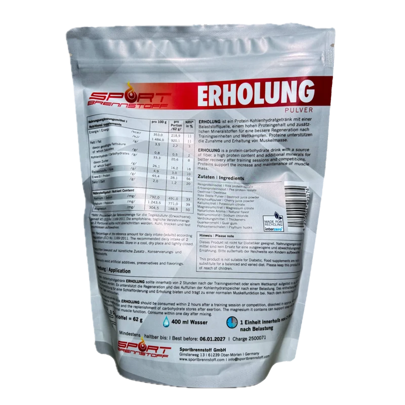 SportBrennstoff ERHOLUNG – Veganer Recovery-Shake Kirsche