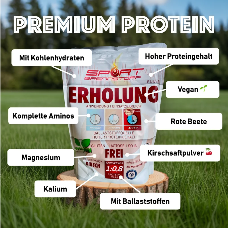 SportBrennstoff ERHOLUNG – Veganer Recovery-Shake Kirsche