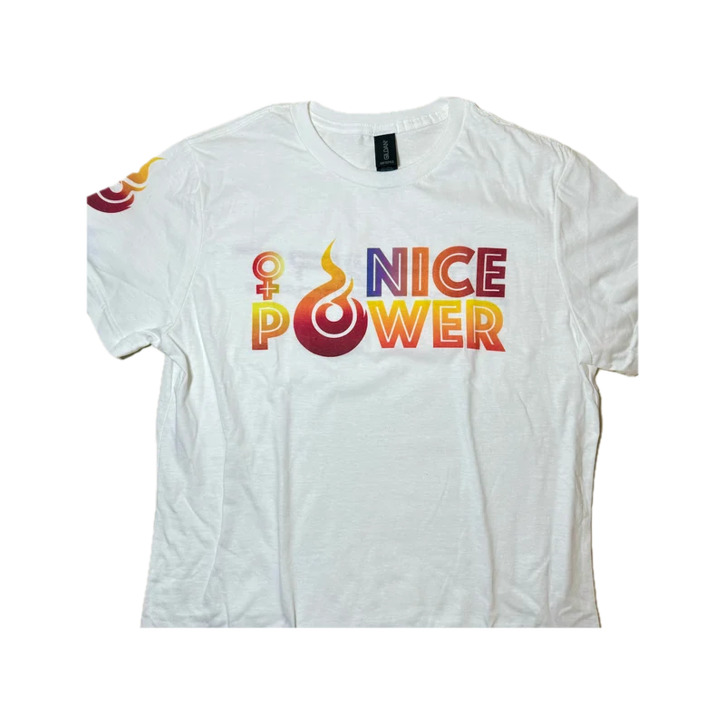 SportBrennstoff Damen-T-Shirt „Nice Power“ – Weiß