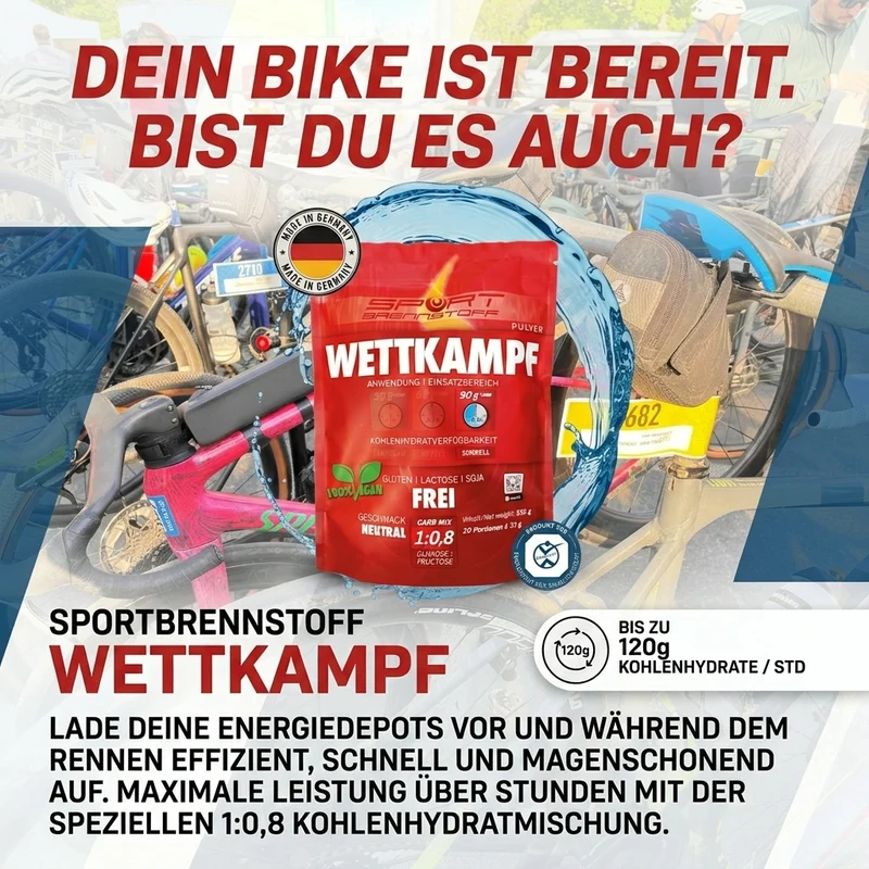 SportBrennstoff WETTKAMPF – Sportgetränk mit 90 g Kohlenhydraten