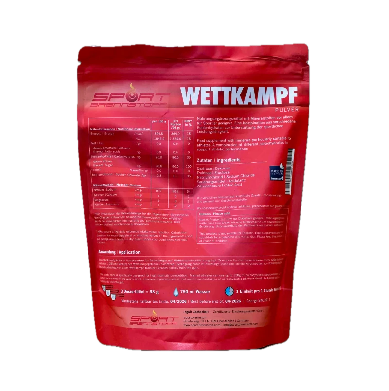 SportBrennstoff WETTKAMPF – Sportgetränk mit 90 g Kohlenhydraten