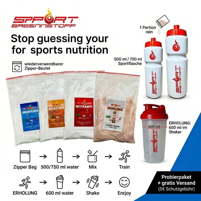 SportBrennstoff Probierpaket – 4 Pulverproben für 5 €