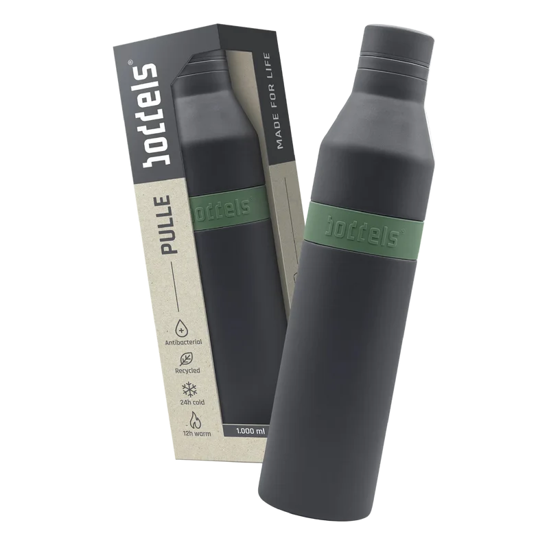 boddels PULLE Trinkflasche 1,0 l isoliert anthrazit/salbei