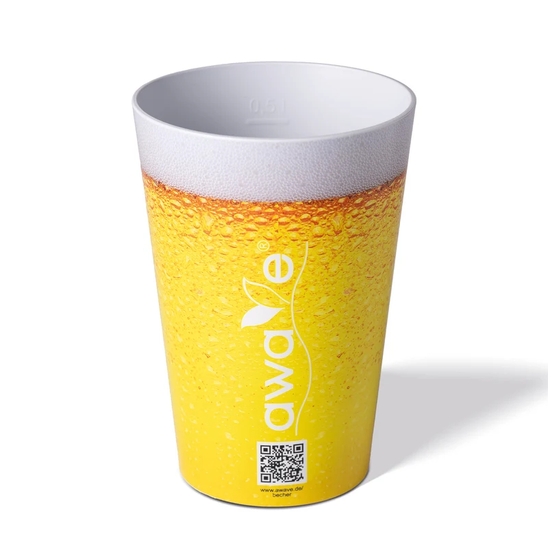 AWAVE® Trinkbecher, 500 ml, aus rPET, mit Eichstrich, stapelbar